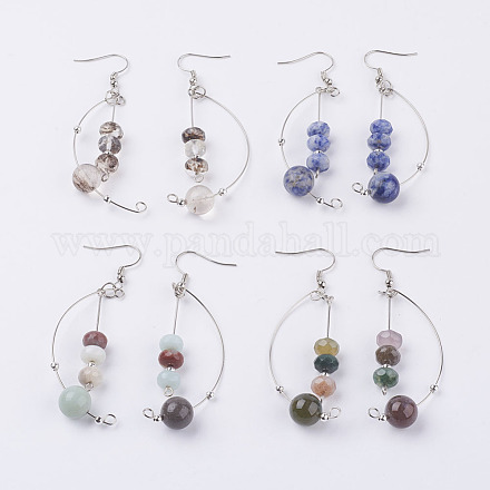 Natural & Synthetic Mixed Stone Dangle Earrings EJEW-JE02599-1