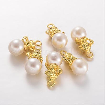 Acrylique alliage imiter pendentifs de perles PALLOY-O075-02B-1