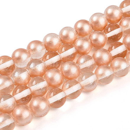 Запекание окрашенные прозрачные стеклянные бусины нити DGLA-N011-8mm-04-1