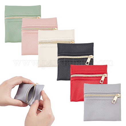 6 шт. 6 цвета искусственной кожи сумки для хранения ювелирных изделий на молнии ABAG-NB0002-15B-1