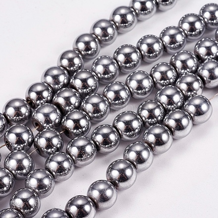 Chapelets de perles en hématite synthétique sans magnétiques G-J169A-8mm-02-1