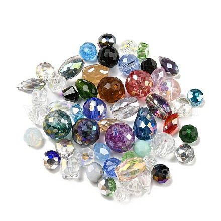 Perles de verre à facettes transparentes GLAA-XCP0001-25-1