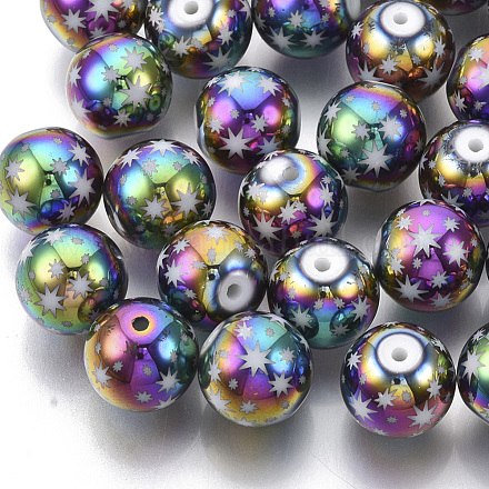 Christmas Electroplate Glass Beads EGLA-R113-07D-1