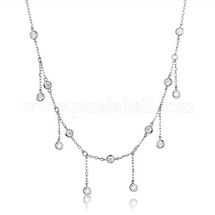 Ожерелья из стерлингового серебра с родиевым покрытием и прозрачными циркониями ZO0404-1-1