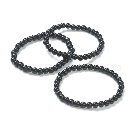 Bracelets extensibles en perles de verre rondes pour femmes adolescentes BJEW-A117-B-21-1