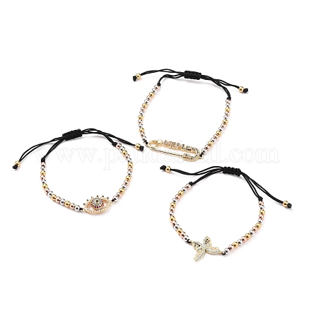 Set di braccialetti di perline intrecciati con filo di nylon regolabile BJEW-JB05635-1