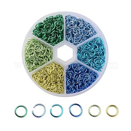 6 Farben Aluminiumdraht offene Ringe springen ALUM-JP0001-01A-1