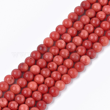 Chapelets de perles en corail synthétique CORA-T009-32D-01-1