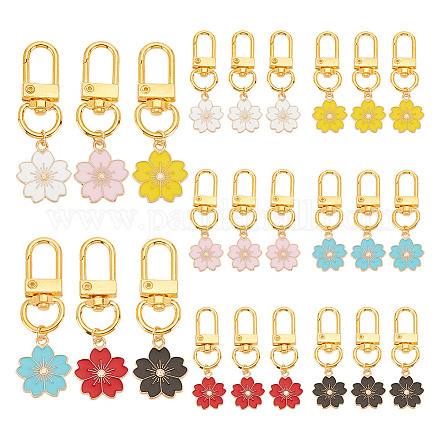 24шт 6 цвета сплава эмали кулон украшения HJEW-GO00008-1