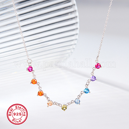 Collana con pendente di diamanti colorati in zirconi cubici LD9144-2-1