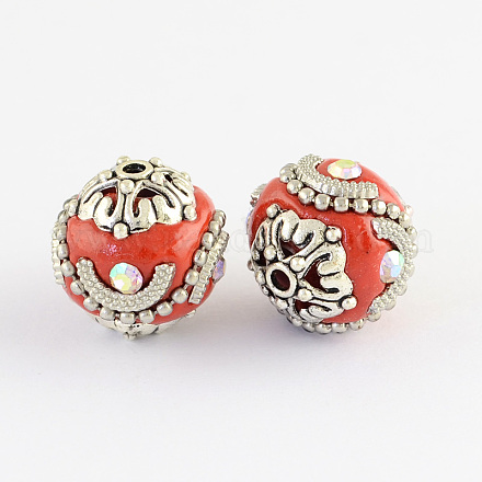 Runde Perlen mit handgefertigten Indonesien IPDL-R398-01-1