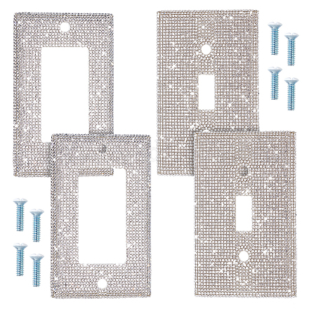 AHADEMAKER 4 Sets 2 Style Plastic Rhinestone Receptacle Outlet Wall Plate AJEW-GA0005-41-1