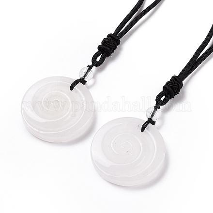 Adjustable Natural Quartz Crystal Vortex Pendant Necklace with Nylon Cord for Women NJEW-L171-05F-1