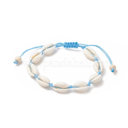 Armband aus geflochtenen Perlen aus Naturmuschel und synthetischem Türkis für Damen BJEW-JB09245-01-1