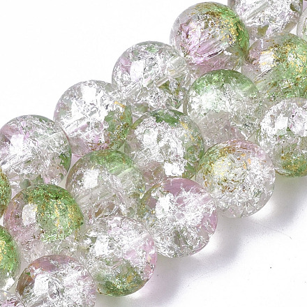 Fili di perle di vetro craquelé verniciato a spruzzo trasparente GLAA-N035-03D-A01-1