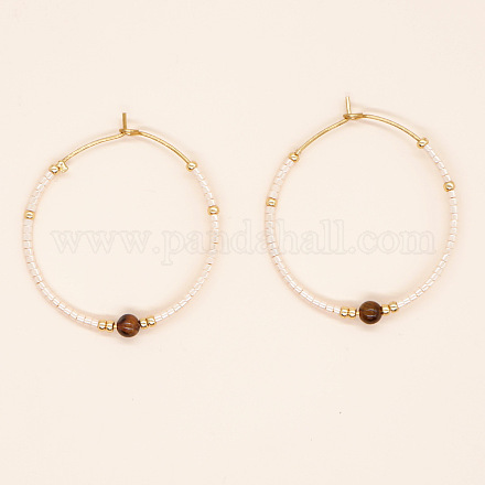 Серьги-кольца из стеклянных бусин ручной работы в стиле бохо RN1446-4-1