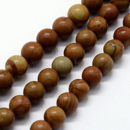 Chapelets de perles en pierre en bois naturel G-I199-17-4mm-1