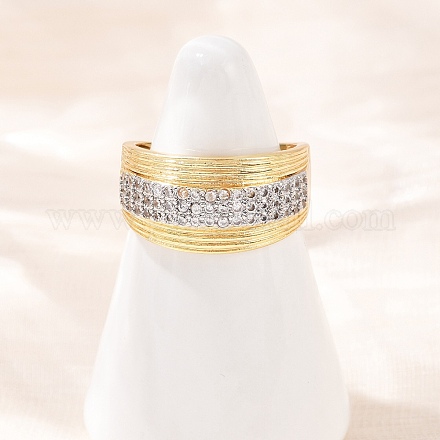 Латунные кольца из манжеты с прозрачным цирконием RJEW-C140-15G-1