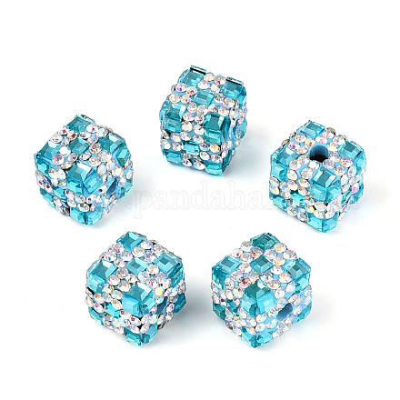 Бусины из полимерной глины со стразами и квадратным акрилом CLAY-T022-03G-1