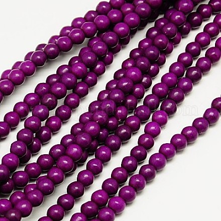 1 Strand  Dyed Purple RoundSynthetic Turquoise Beads Strands X-TURQ-G106-4mm-02O-1