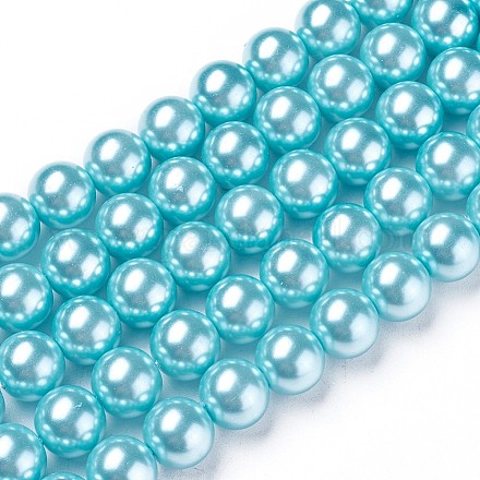 Eco-Friendly Dyed Glass Pearl Round Beads Strands HY-A002-10mm-RB024-1