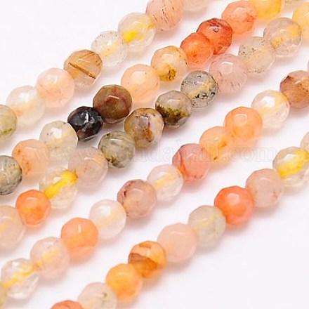Natural Rutilated Quartz Beads Strands G-G545-36-1