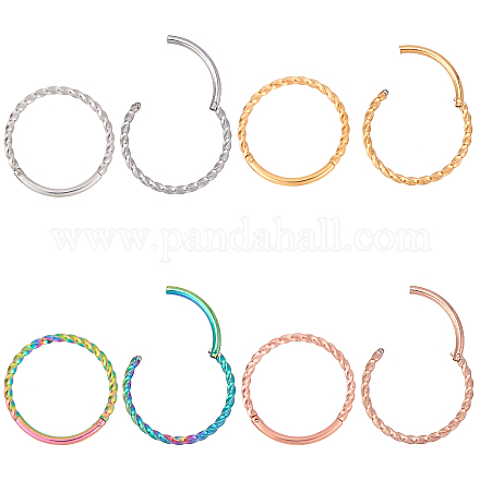 Dicosmétique 8 pièces 4 couleurs 304 boucles d'oreilles créoles huggie corde torsadée en acier inoxydable pour femmes STAS-DC0007-28-1