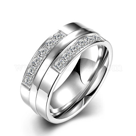 Romantic 316L Titanium Steel Cubic Zirconia Rings for Men RJEW-BB07183-10A-1