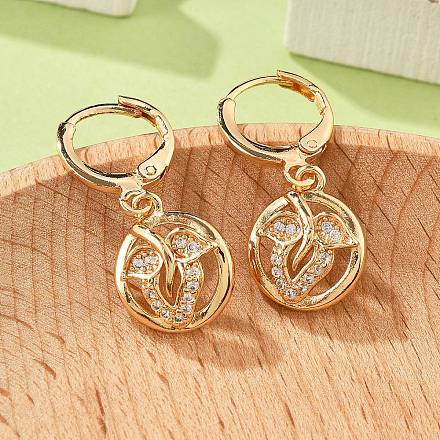 Серьги-кольца из латуни с микропаве из прозрачного кубического циркония для женщин EJEW-G428-24G-03-1