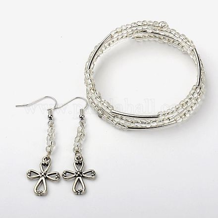 Ensembles de perles en verre de graine de bijoux: enveloppe bracelets et boucles d'oreilles SJEW-JS00664-01-1