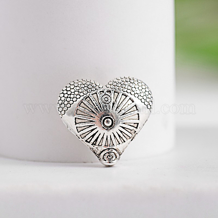 Tibetan Style Carved Heart Zinc Alloy Beads TIBEB-M028-01AS-1