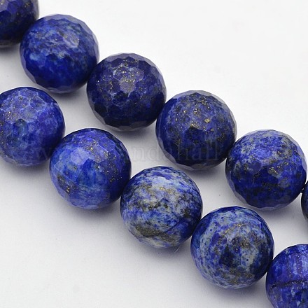 Faceted Round Natural Lapis Lazuli Beads Strands G-E302-081-16mm-1