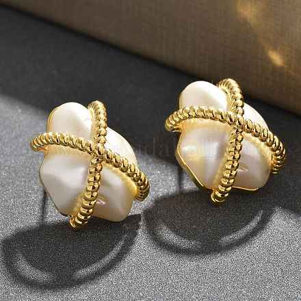Серьги-гвоздики из латуни abc пластика с имитацией жемчуга EJEW-S270-01G-1