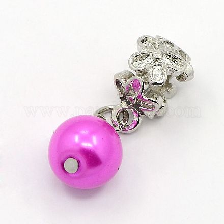 Large Hole Platinum Plated Alloy European Dangle Charms MPDL-D010-02-1