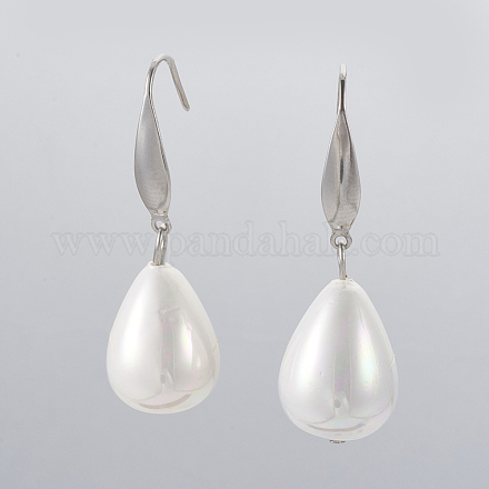 Aretes colgantes de perlas con concha de lágrima EJEW-JE02882-1