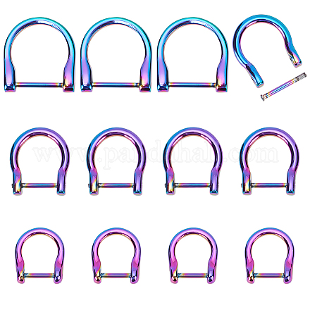 Wadorn 12 pièces 3 styles fermoirs de manille d'ancrage en alliage d-ring FIND-WR0008-73-1