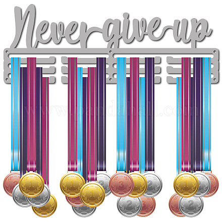 Creatcabin Never Give Up Porte-médailles de sport présentoir mural en acier inoxydable à suspendre pour la maison ODIS-WH0023-061-1