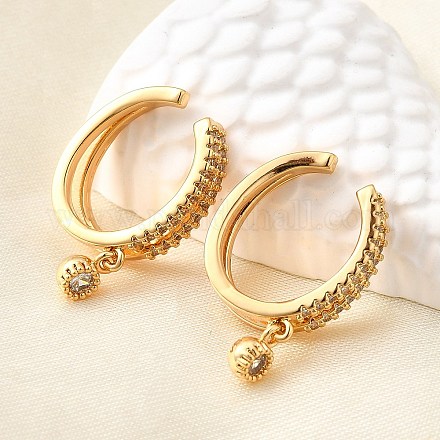 Латунные серьги-манжеты из прозрачного кубического циркония EJEW-F370-30G-1