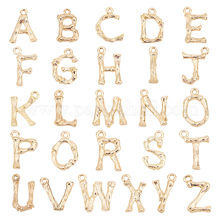 Ph pandahall 26 breloques en forme de lettre de l'alphabet plaqué or 18 carats a ~ z avec initiales en laiton pour bijoux KK-PH0004-89-1