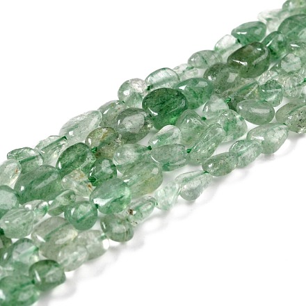 Perles vertes naturelles quartz fraise brins G-G018-70-1