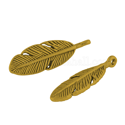 Pendentifs de plume en alliage de style tibétain X-TIBEP-A87-AG-NR-1