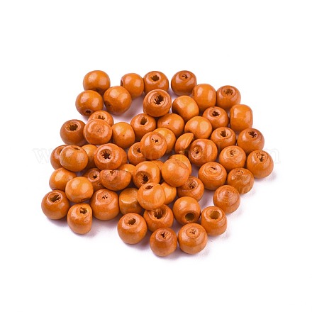Perles en bois naturel teint X-WOOD-Q006-8mm-09-LF-1