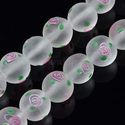 Handmade Frosted Lampwork Beads Strands LAMP-N021-39C-1