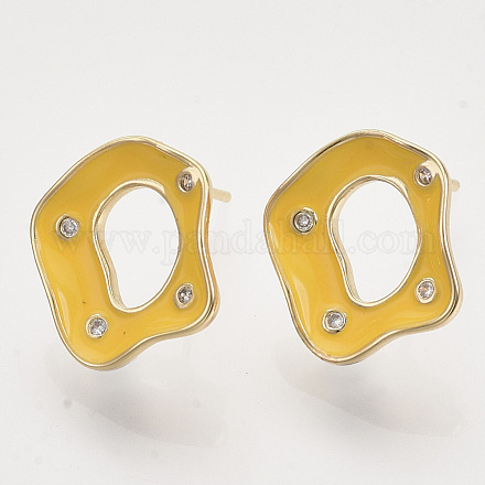 Brass Micro Pave Cubic Zirconia Stud Earring Findings KK-T054-35G-03-NF-1
