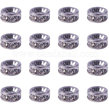 PH PandaHall 20 Pcs 8x4mm Flat Round 316 Stainless Steel Crystal Rhinestone Bead Spacers for Bracelet Necklace Jewelry DIY Craft Making STAS-PH0001-02P-1