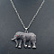 Alloy Rhinestone Pendant Necklaces, Platinum, Elephant