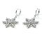 Chic Brass Pave Clear Cubic Zirconia Snowflake Hoop Earrings, Silver, 42x22mm