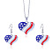 Independence Day Zinc Alloy Enamel with Rhinestone Pendant Necklaces & Dangle Earrings, Platinum, Heart, 400mm & 42x29mm
