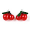 Resin Pendants, with Platinum Tone Iron Findings, Imitation Food, Cherry, Red, 28~30x28~29x17mm, Hole: 2mm