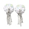 Handmade Polymer Clay Rhinestone Beads, Flower, with Resin and ABS Imitation Pearl and Iron Beads, White, 50~55x26~26.5x14.5~15mm, Hole: 1.6~1.8mm